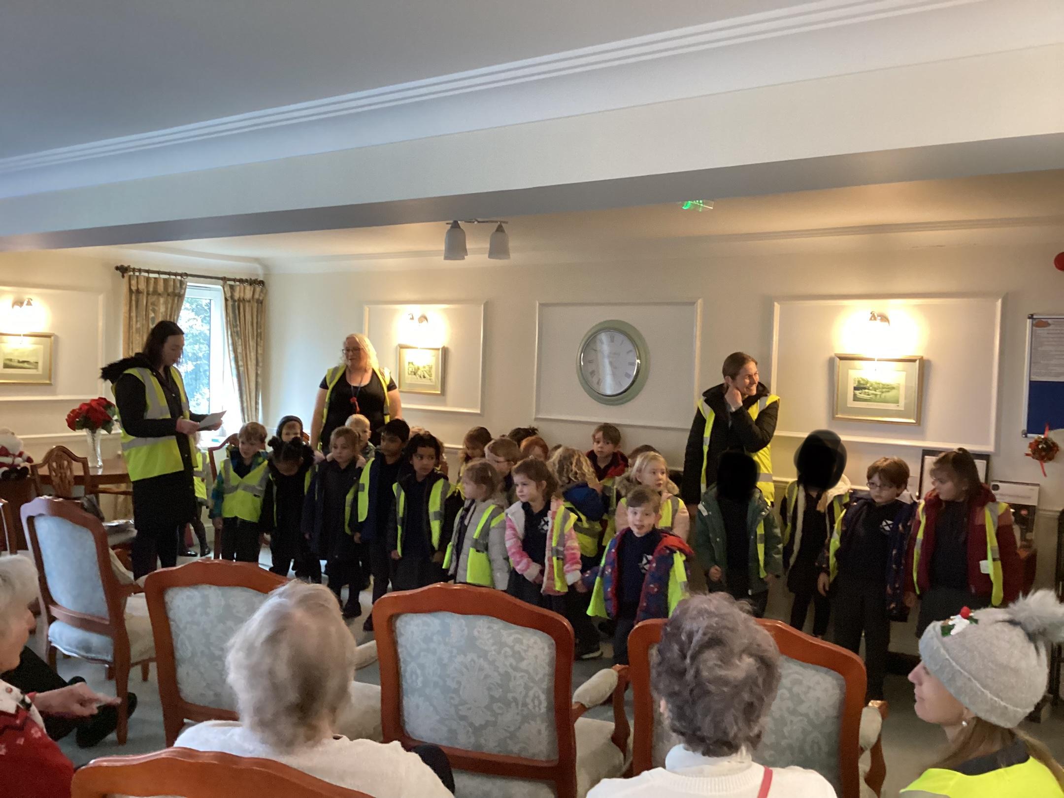 The children sang Christmas carols to the residents of Wesley Court.