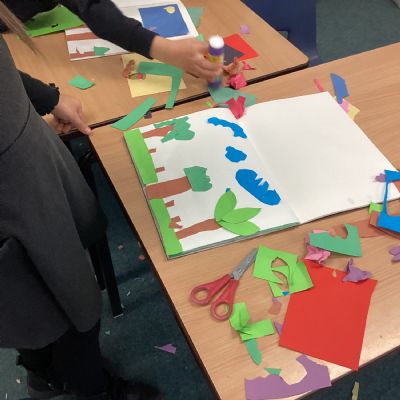 Jungle collage in the style of Henri Matisse.